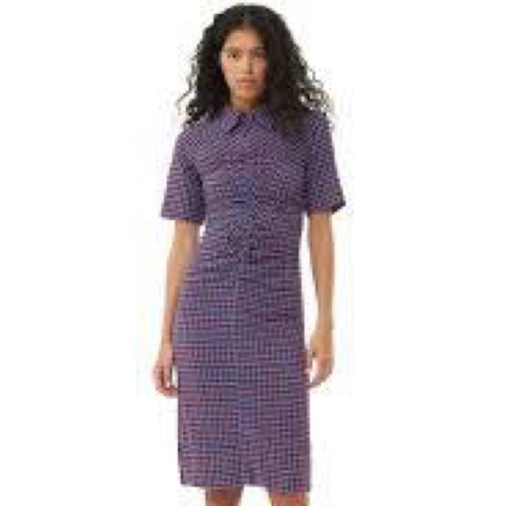 Ganni Checkered Stretch Seersucker Dress